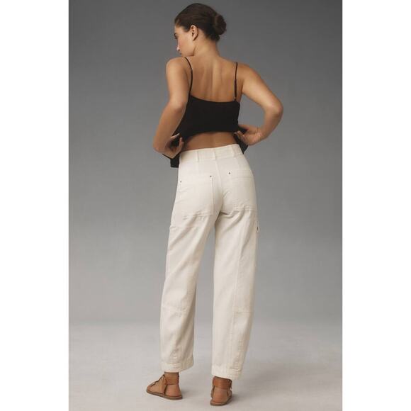 Anthropologie Carson Utility Barrel Pants White Cargo Size 10 - Picture 3 of 15